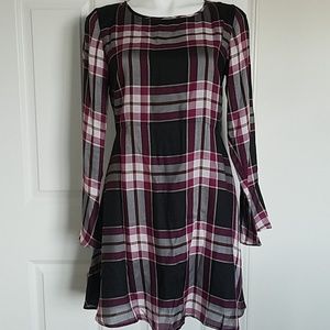 Loft Plaid Tie Back Dress
